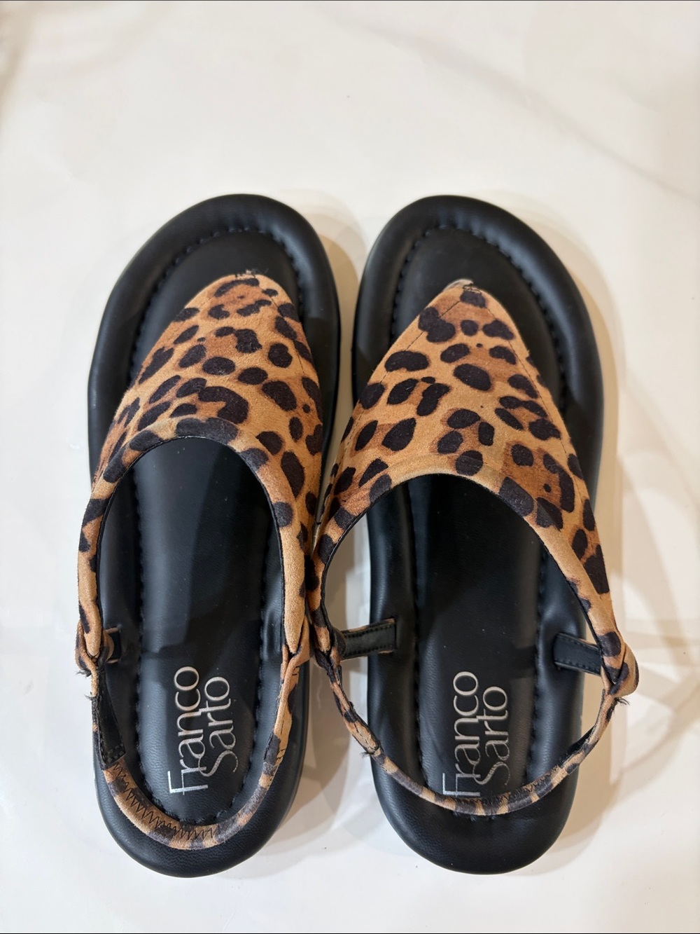 Franco Sarto Tan and Black Leopard Sandals - Picture 4 of 8